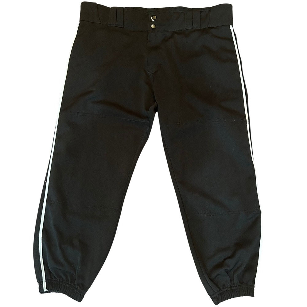 Champro Sports Softball Pants Women Black White Stripe Reinforced Knee Large